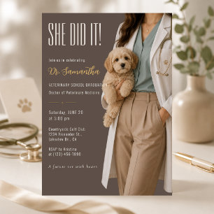 Convite Formatura de Veterinária Feminina Elegante