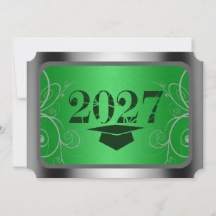 Convite Formatura em Moldura Verde e Prata