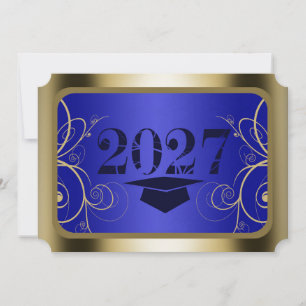Convite Formatura em Quadro Azul e Dourado
