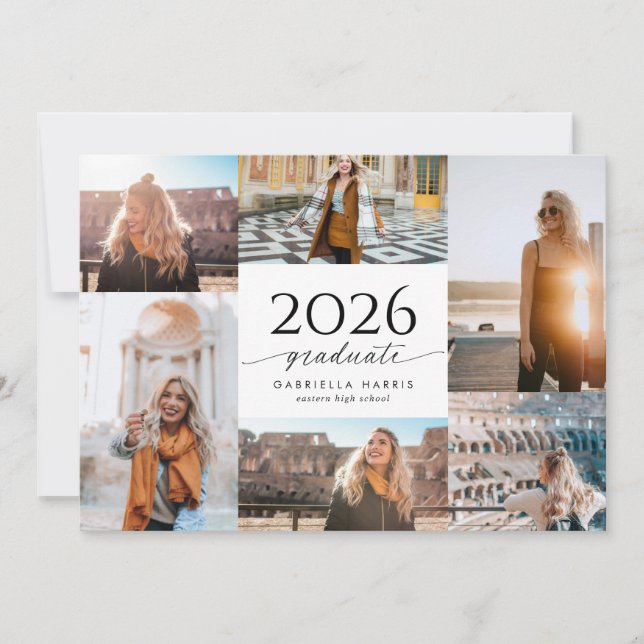Convite Formatura Escrita Moderna Preta e Branca 2026 (Frente)