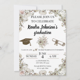 Convite Formatura Floral Vintage Suave