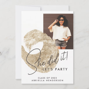 Convite Formatura Foto com Pintura a Ouro Moderna 