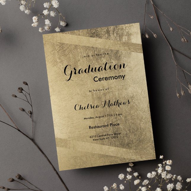 Convite Formatura geométrica de luxo e glamour dourado (Glam classy luxury gold geometrical Graduation )