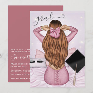 Convite Formatura Menina Rosa Dourado e Gengibre Rosa