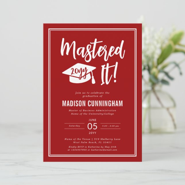 Convite Formatura Mestrado Modern Masterizado  (Em pé/Frente)