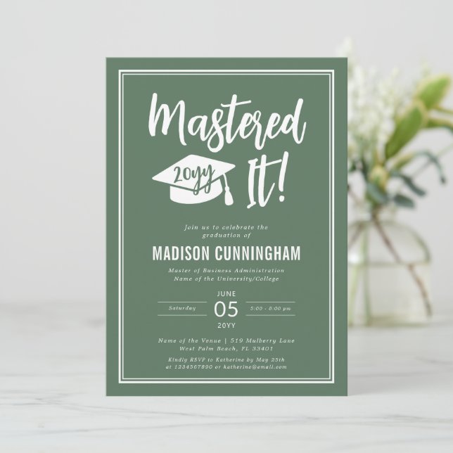Convite Formatura Mestrado Modern Masterizado  (Em pé/Frente)