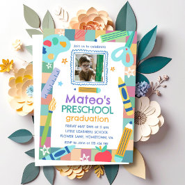 Convite Formatura Pré-Escolar Foto Colorida Divertida