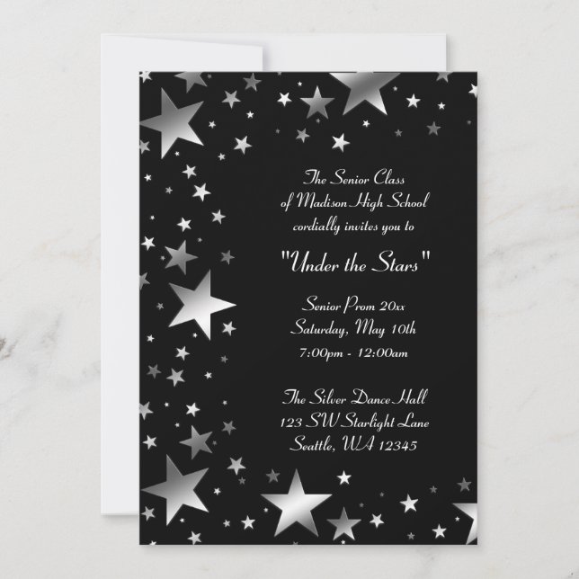 Convite Formatura Prom Silver Under the Stars (Frente)