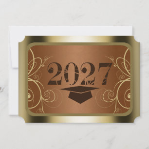 Convite Formatura Quadro Marrom e Dourado