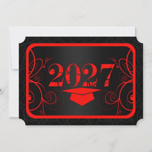 Convite Formatura Quadro Vermelho e Preto (Frente)