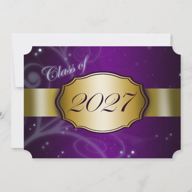Convite Formatura Roxo e Dourado 2027 (Frente)
