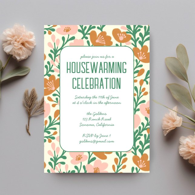 Convite FÓRMULA DE PADRÃO Foral Personalizada (Colorful Floral Pattern Custom HOUSEWARMING PARTY Invitation
)