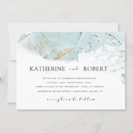 Convite fornalha de ouro azul texturizada Folha moderna