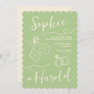 Convite Fornalhas De Doodle Francesas Quirky Retro Casamen