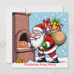 Convite Forno de Pizza da Chaminé de Papai Noel Reunião de