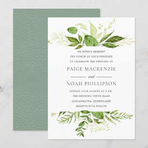 Convite Forrest Greenery Elegant Weditation
