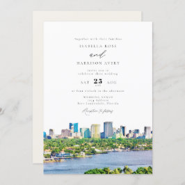 Convite FORT LAUDERDALE Watercolor Casamento Skyline