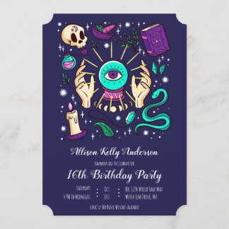 Convite Fortune Teller Sweet 16 Magic 16th Birthday Roxple