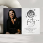Convite Forty Silver Disco Ball Photo 40th Birthday Party<br><div class="desc">This is a Forty Silver Disco Ball Custom Picture Photo 40th Birthday Party Invitation!</div>