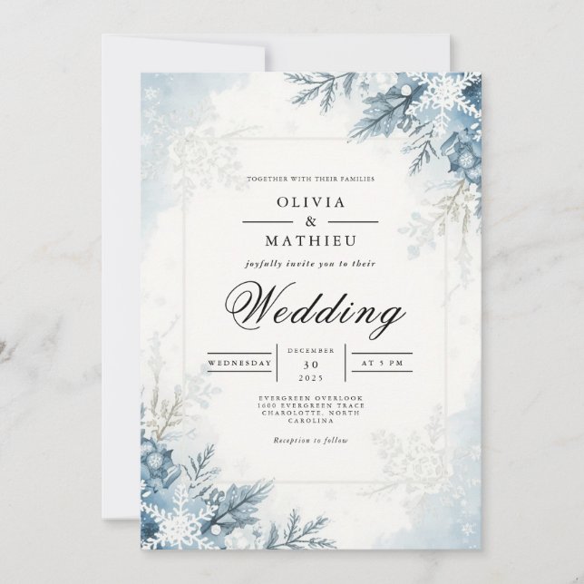 Convite Fosco Bloom Casamento no inverno (Frente)