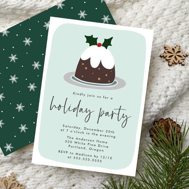 Convite Fosco Fruitcake Holly Mint e Green Holiday Party (Criador carregado)
