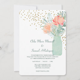 Convite Fosco Glass Mason Jar Floral Weding