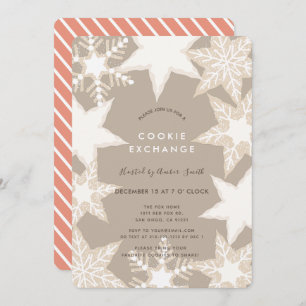 Convite Fosco Snowflakes Brown Cookie Exchange Party