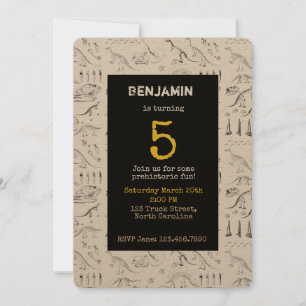 Convite Fósseis do Dinossauro - Aniversários de criança