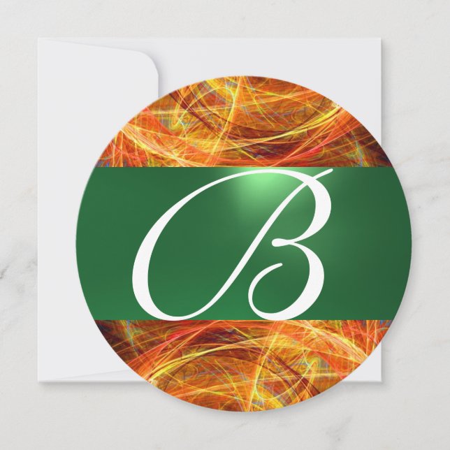 Convite FOTÃO LOUCO MONOGRAMA amarelo esmeralda verde (Frente)