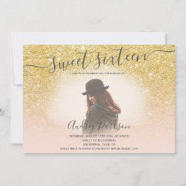 Convite Foto 16 doce, doce, cor de rosa