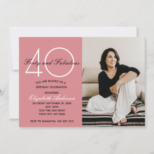 Convite Foto 40 e Nascida para Brilhar Aniversário Cor-de-