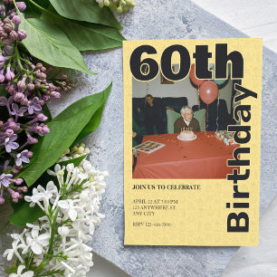 Convite Foto 60º aniversário em ícones amarelos Tema anciã