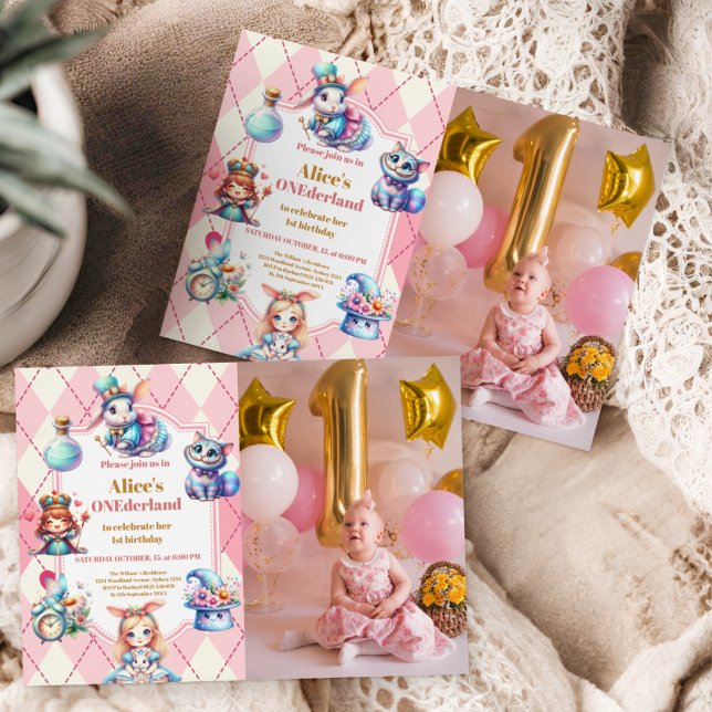 Convite Foto Alice no Partido Tea do primeiro aniversario  (Criador carregado)