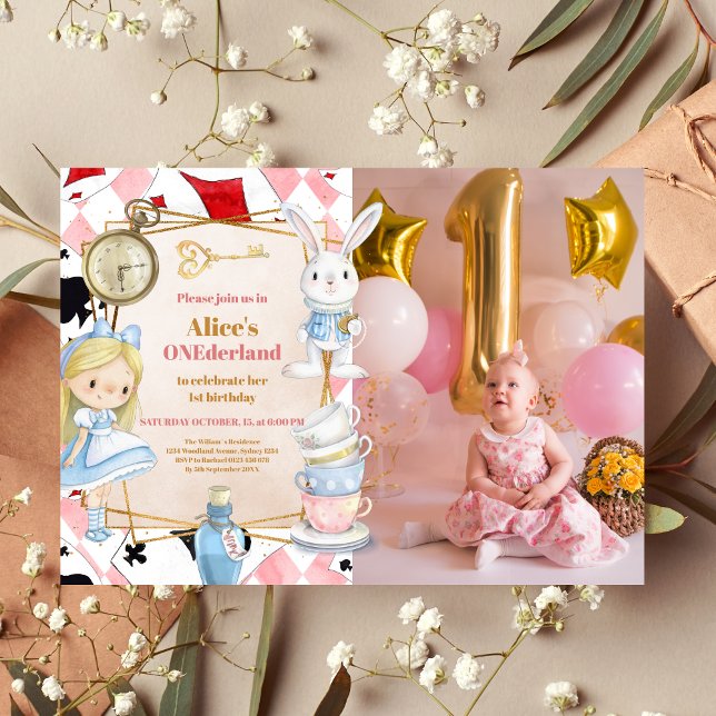 Convite Foto Alice no Partido Tea do primeiro aniversario  (Criador carregado)