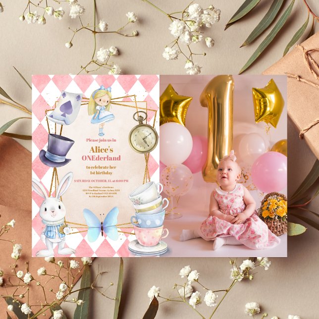Convite Foto Alice no primeiro aniversario One-derland (Criador carregado)