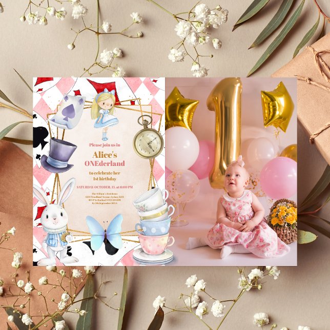 Convite Foto Alice no primeiro aniversario One-derland (Criador carregado)