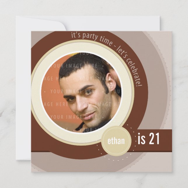 Convite FOTO ANIVERSÁRIO: circular 8SQ (Frente)