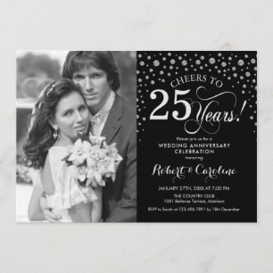 Convite Foto Aniversário de 25 Anos de Casamento - Preto P