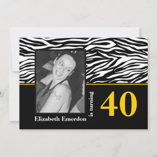Convite Foto aniversário de 40 anos de impressão de zebr
