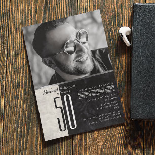Convite Foto Aniversário de 50 anos Masculino