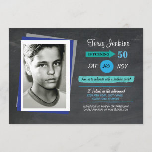 Convite Foto: Aniversário do Chalk Azul Convidado