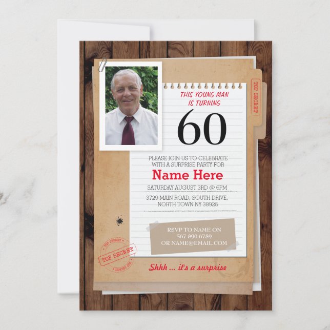 Convite Foto Aniversário do Detetive Top Secret Qualquer I (Frente)