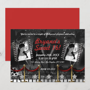 Convite Foto antiga de Hollywood em preto e branco no tape