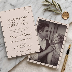 Convite Foto Antiga Nada de Extravagante Só Amor Casamento