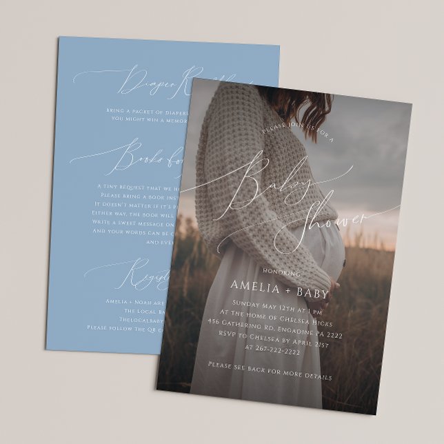 Convite Foto azul brilhante tudo em um Chá de fraldas (Criador carregado)