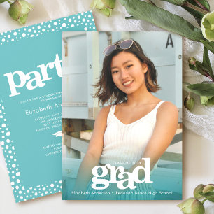 Convite Foto azul turquesa ousada partido simples moderno 