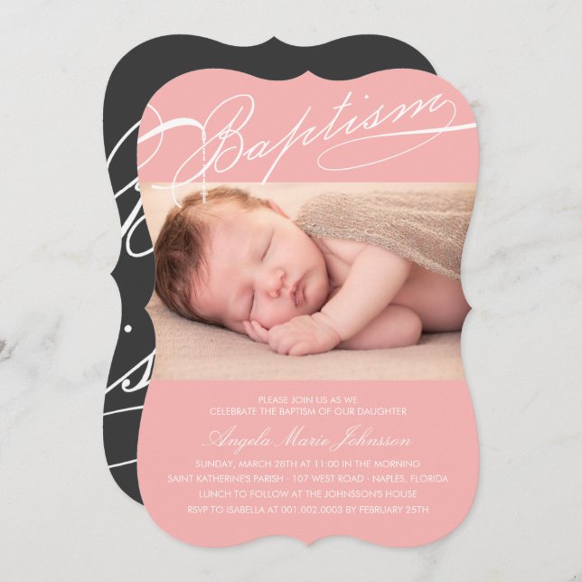 Convite Foto baseado num guião do rosa da cruz do rosário (Frente/Verso)