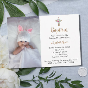 Convite Foto Batismo Batizado Menina Bebê Menino