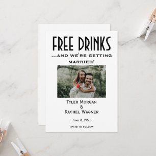 Convite Foto "Bebidas Gratuitas" Salvar as Datas