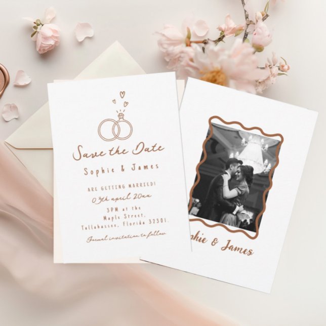 Convite Foto Boho Doodle Casamento elegante simples  (Criador carregado)